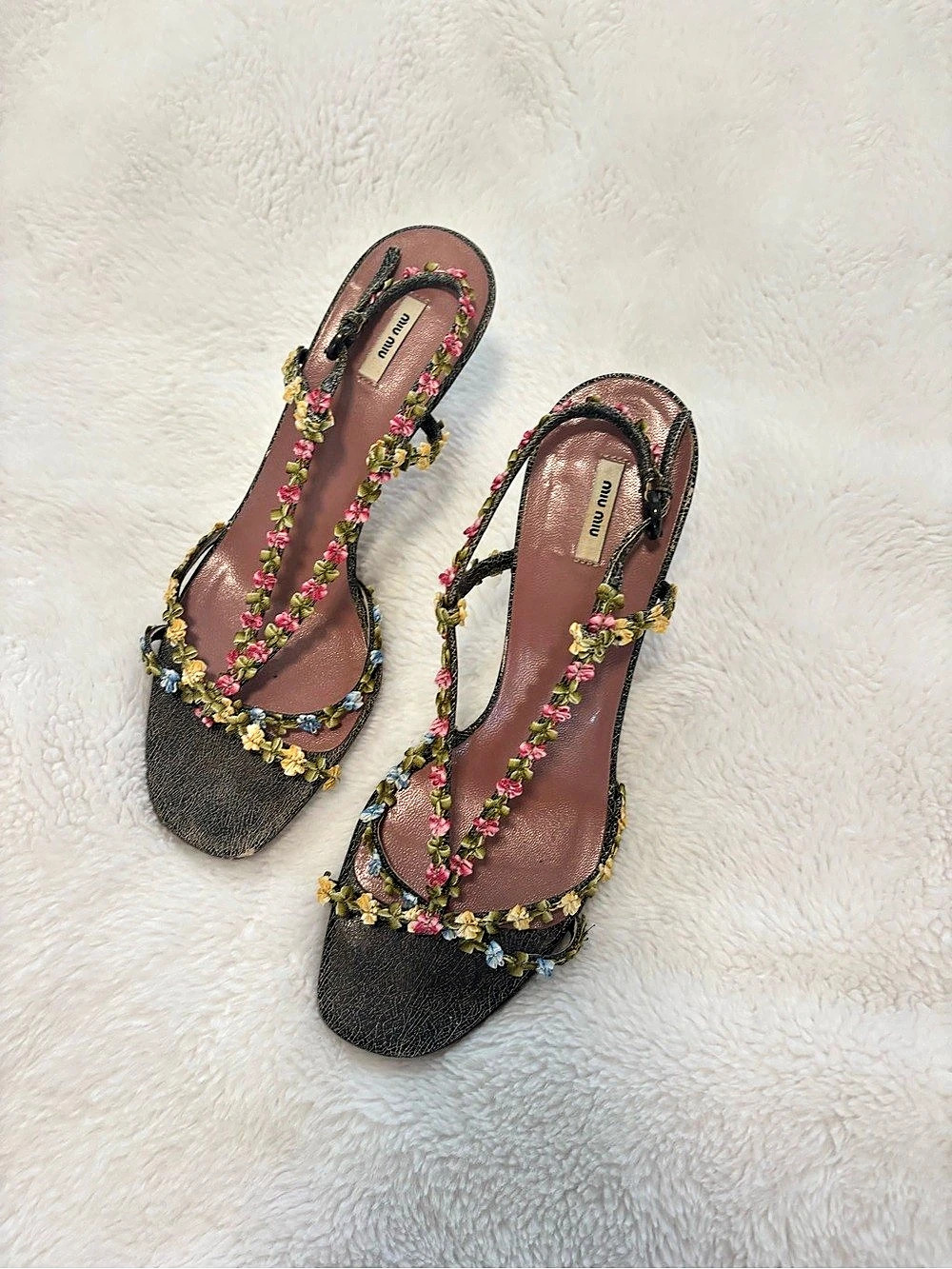 Miu Miu floral heels rare
